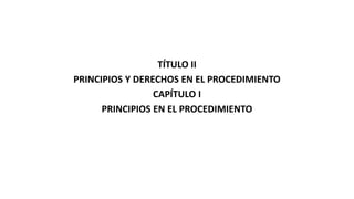 TÍTULO II
PRINCIPIOS Y DERECHOS EN EL PROCEDIMIENTO
CAPÍTULO I
PRINCIPIOS EN EL PROCEDIMIENTO
 