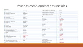 Pruebas complementarias iniciales
 