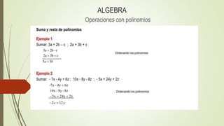 ALGEBRA
Operaciones con polinomios
 