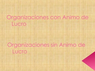 Organizaciones con Animo de Lucro Organizaciones sin Animo de Lucro 
