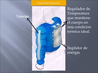 Regulador de Temperatura que mantiene el cuerpo en una condicion termica ideal. Suplidor de energía  Tuberias Parte B del Proyecto 