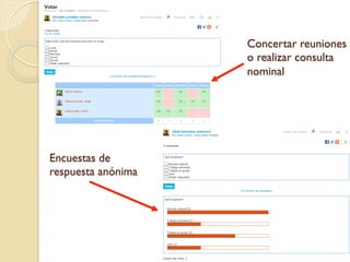 Concertar reuniones
o realizar consulta
nominal

Encuestas de
respuesta anónima

 