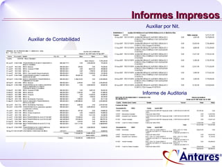 Informes Impresos Auxiliar de Contabilidad Auxiliar por Nit. Informe de Auditoria 