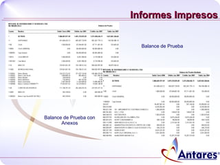 Informes Impresos Balance de Prueba  Balance de Prueba con Anexos 