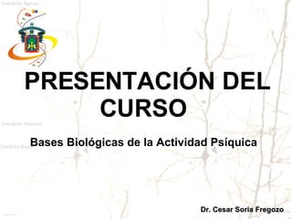 PRESENTACIÓN DEL CURSO  Bases Biológicas de la Actividad Psíquica  Dr. Cesar Soria Fregozo  