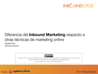Diferencia del Inbound Marketing respecto a
  otras técnicas de marketing online
  @ValdesPau
  @InboundCycle




Grupo                                   2011 InboundCycle
 
