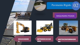 01 Pavimento Rígido
MAQUINARIA PESADA
02
EXCAVADOR
A
RETROEXCAVAD
ORA
MOTOCONFORMADO
RA
 
