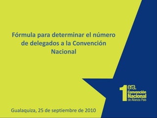 Fórmula para determinar el número
   de delegados a la Convención
             Nacional




Gualaquiza, 25 de septiembre de 2010
 