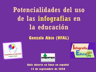Potencialidades del uso
de las infografias en
la educación
Gonzalo Abio (UFAL)
Aula abierta en línea en español
15 de septiembre de 2020
 