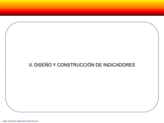 II. DISEÑO Y CONSTRUCCIÓN DE INDICADORES
MBA CRISTIAN ABRAHAM CURO ROJAS
 