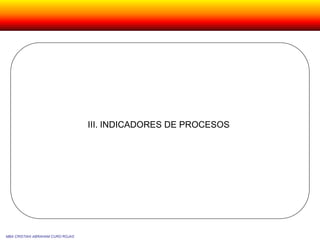 III. INDICADORES DE PROCESOS
MBA CRISTIAN ABRAHAM CURO ROJAS
 