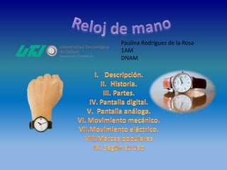 Partes de un reloj de mano digital sale