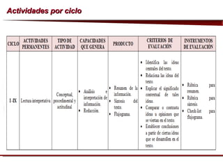 Actividades por ciclo 