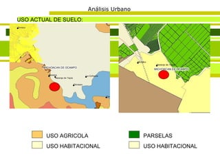 Análisis Urbano USO AGRICOLA  USO ACTUAL DE SUELO: USO HABITACIONAL PARSELAS  USO HABITACIONAL 