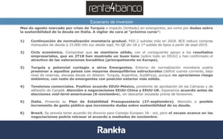 Escenario de inversión
Datos a 31/08/2017. Fuentes: Bloomberg, Datastream, La Financière de l’Echiquier
 