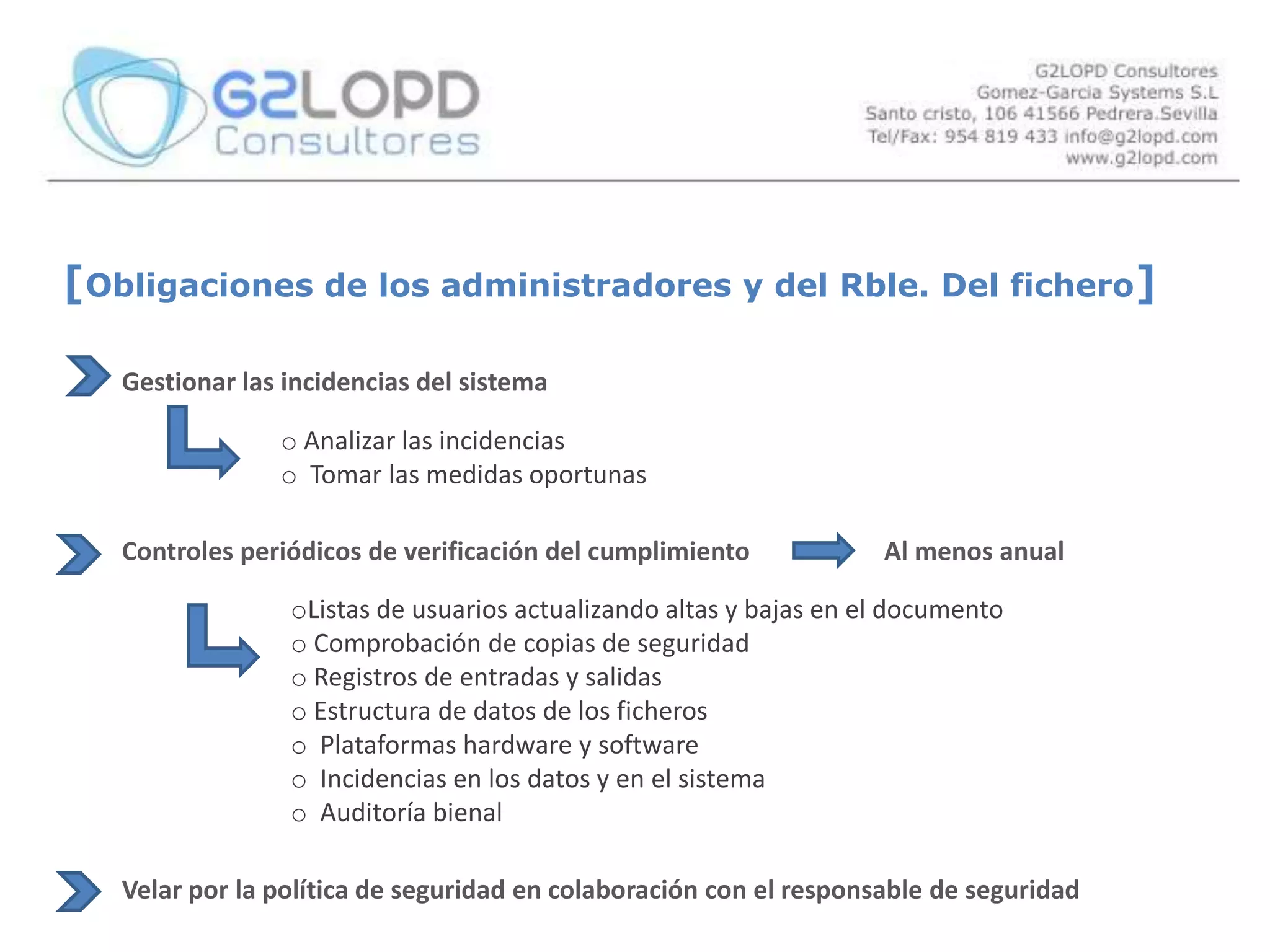  Derechos de acceso, rectificación, cancelación y oposición[Cumplimiento Legislativo]En relación a la Recogida de datos de carácter Personal           Calidad de los datosEl tratamiento no puede ser arbitrario