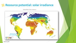 Resource potential: solar irradiance
7Source: 3Tier
Global Mean Solar Irradiance
World’s best
solar irradiance
 