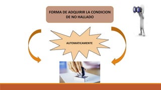 FORMA DE ADQUIRIR LA CONDICION
DE NO HALLADO
AUTOMATICAMENTE
 