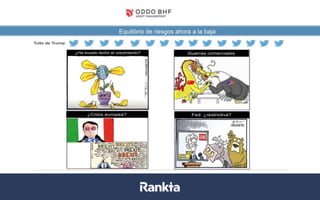 Equilibrio de riesgos ahora a la baja
Datos a 31/08/2017. Fuentes: Bloomberg, Datastream, La Financière de l’Echiquier
 
