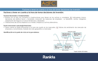 Factores a tener en cuenta a la hora de tomar decisiones de inversión
Datos a 31/08/2017. Fuentes: Bloomberg, Datastream, La Financière de l’Echiquier
 