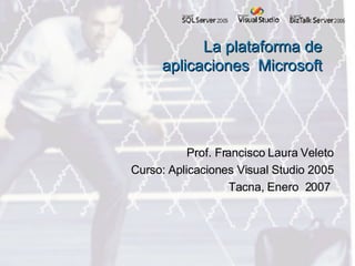 Prof. Francisco Laura Veleto Curso: Aplicaciones Visual Studio 2005 Tacna, Enero  2007  La plataforma de aplicaciones  Microsoft 