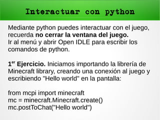 Presentacion minecraft-pi SciPyLa2015 | PPT