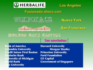 Nueva York San Francisco Bank of America Harvard University Columbia University  Morgan Stanley Credit Suisse First Boston Princeton University Deutsche Bank Ford Foundation  University of Michigan GE Capital World Bank Government of Singapore Yale University  Sus asociados: Los Angeles Fusionada ahora con: 