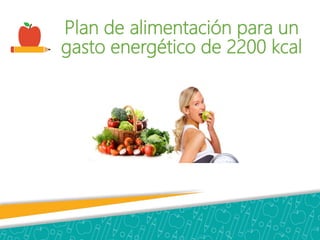 Plan de alimentación para un
gasto energético de 2200 kcal
 