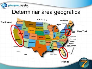 Determinar área geográfica California New York Florida 