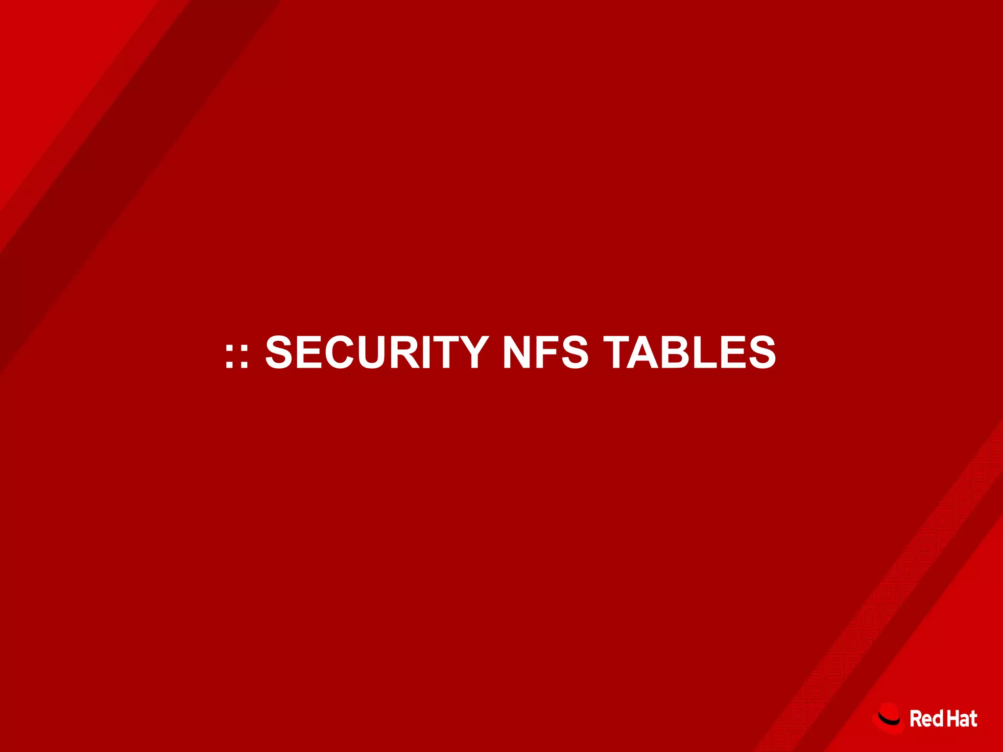 :: SECURITY NFS TABLES
 