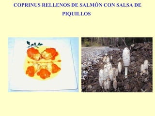 COPRINUS RELLENOS DE SALMÓN CON SALSA DE PIQUILLOS   