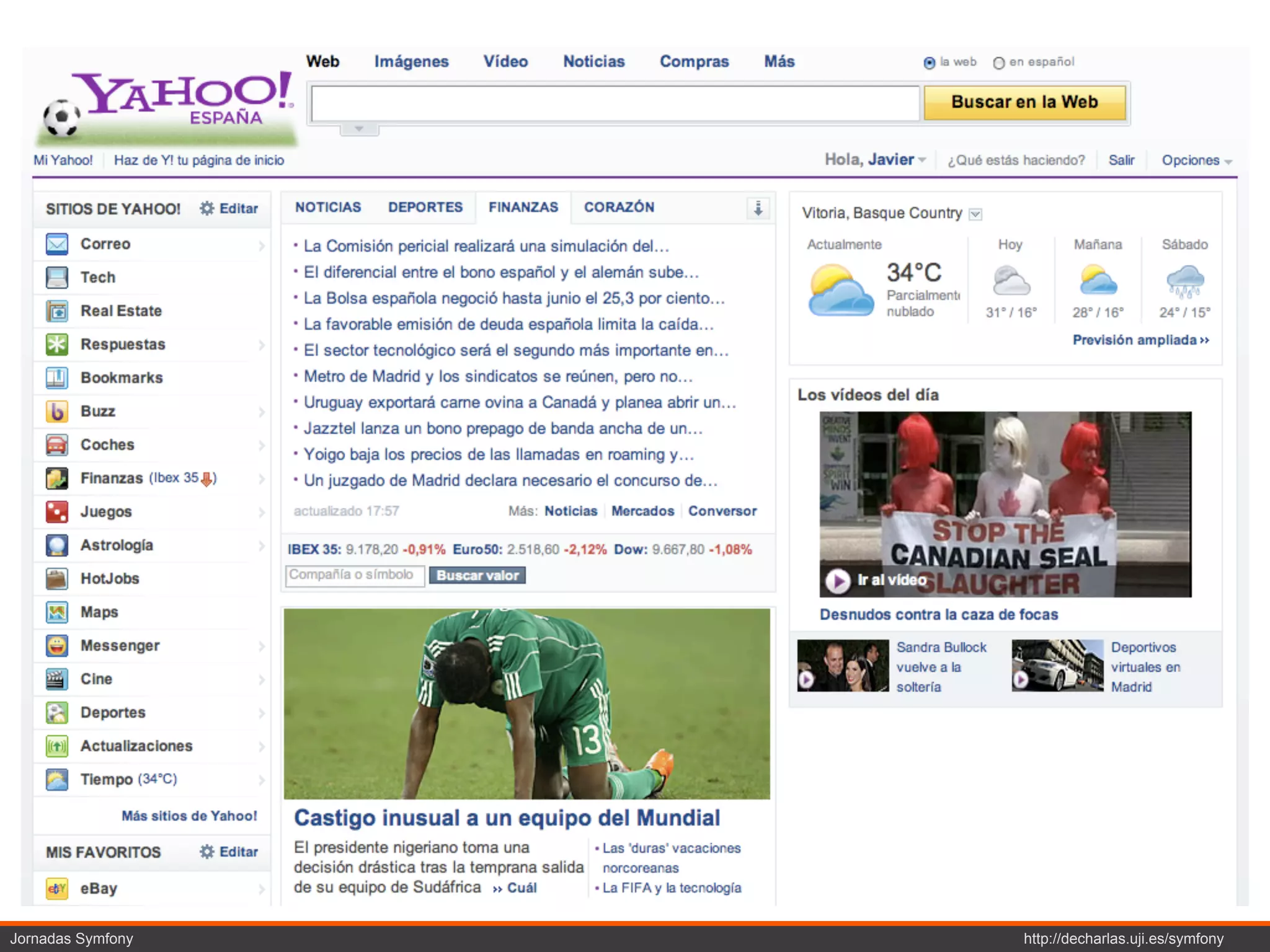 Jornadas Symfony   http://decharlas.uji.es/symfony
 