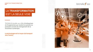 TECNALIA travaille aux côtés d’entreprises
et d’organismes qui veulent se joindre au
puissant courant du changement de la
révolution numérique.
La technologie est le moyen de transport
vers l'avenir.
LA TRANSFORMATION
EST LA SEULE VOIE
4
AGENT DE TRANSFORMATION
 