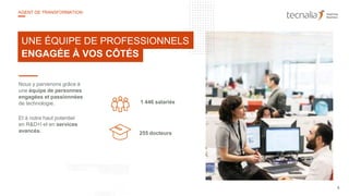 Nous y parvenons grâce à
une équipe de personnes
engagées et passionnées
de technologie.
Et à notre haut potentiel
en R&D+I et en services
avancés. 255 docteurs
1 446 salariés
UNE ÉQUIPE DE PROFESSIONNELS
ENGAGÉE À VOS CÔTÉS
6
AGENT DE TRANSFORMATION
 