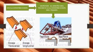EN LA CONSTRUCCION
DEPENDE AL DISEÑO DEL
TECHO O A LA CONSTRUCCION
DEL TEJADO.
 