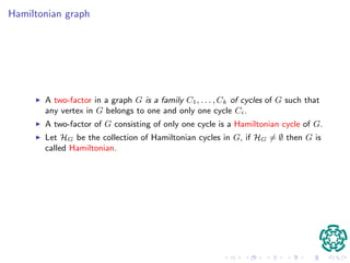 Non-crossing and disjoint paths 
I The distance dG(u; v) between two vertices u; v in G is the length of the 
shortest path connecting u and v. 
I Two paths which are not cycles 1, 2 are non-crossing if there is no 
common vertex in 1 and 2 which is internal in at least one of the paths. 
I We say that the paths 1 and 2 are disjoint if no edge appears in both 
paths. 
 