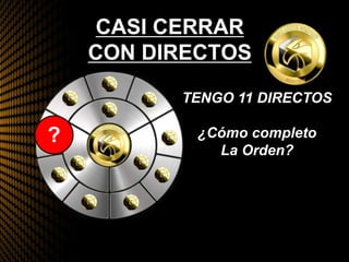 CASI CERRAR
CON DIRECTOS
TENGO 11 DIRECTOS
¿Cómo completo
La Orden?
?
 