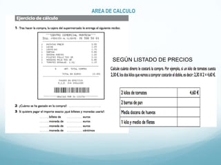 AREA DE CALCULO
SEGÚN LISTADO DE PRECIOS
 