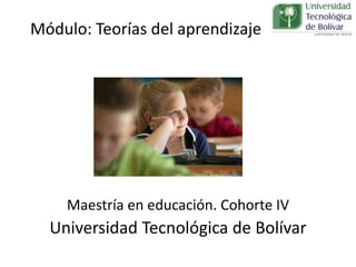 Módulo: Teorías del aprendizaje
Maestría en educación. Cohorte IV
Universidad Tecnológica de Bolívar
 
