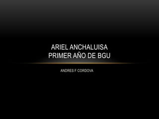 ANDRES F CORDOVA
ARIEL ANCHALUISA
PRIMER AÑO DE BGU
 