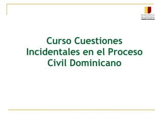 Curso Cuestiones
Incidentales en el Proceso
Civil Dominicano
 