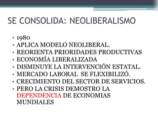 DESARROLLO MILITARPolítica de intervencionismo militar.1990 invadió PanamáGuerra del  Golfo 1992 envío de soldados a Somalia.2001 tras el atentado a las Torres Gemelas, invade Afganistán.2003 invade  Irak,  para acabar con el régimen  de Saddam Hussein.
