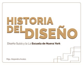 Diseño Suizo y la La Escuela de Nueva York
Mgs. Alejandra Avalos
HISTORIA
DEL
DISEÑO
HISTORIA
DEL
DISEÑO
 