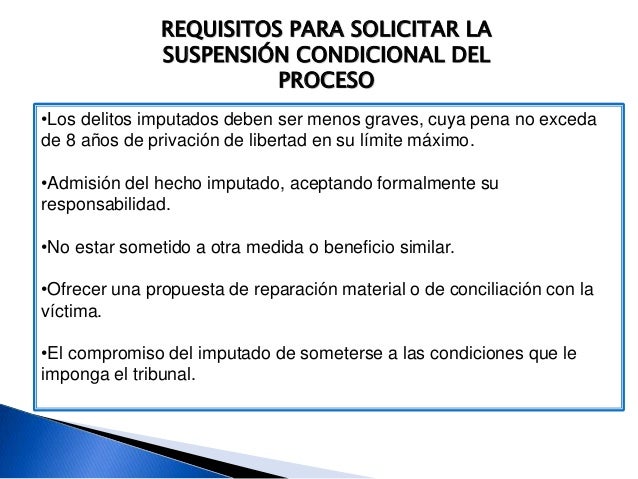 Solicitud De Suspensión Condicional Del Proceso