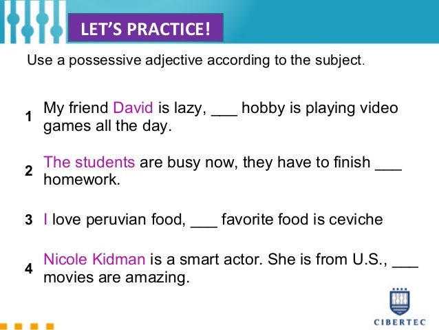 possessive adjectives and to describe personality how to describe my personality