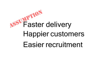 Faster delivery
Easier recruitment
Happier customers
 