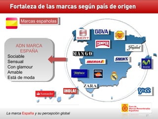 La marca  España   y su percepción global - ADN MARCA ESPAÑA Sociable Sensual Con glamour Amable Está de moda Marcas espanolas 