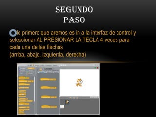 lo primero que aremos es in a la interfaz de control y
seleccionar AL PRESIONAR LA TECLA 4 veces para
cada una de las flechas
(arriba, abajo, izquierda, derecha)
SEGUNDO
PASO
 