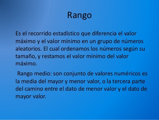 Medidas de dispersion rango varianza