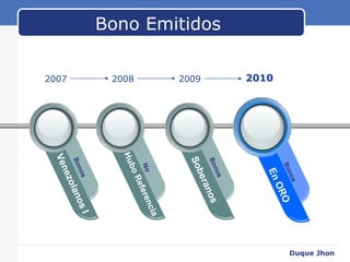 Bono Emitidos Venezolanos I Bonos Hubo Referencia No Soberanos Bonos En ORO Bonos  Duque Jhon 2007 2008 2009 2010 